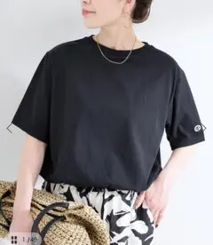 Champion 裾ドロスト 半袖Tシャツ ブラックのサムネイル