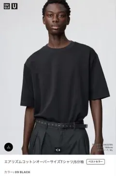 UNIQLO エアリズムコットンオーバーサイズTシャツ XL 09 BLACK