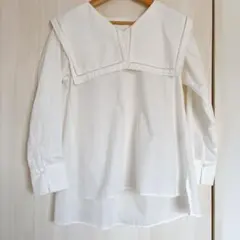 ホワイト 大きな襟の長袖シャツ　OPAQUE.CLIP