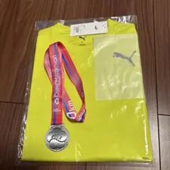 【新品未開封】PUMA イエロー Sサイズ　青梅マラソンTシャツ 完走メダルつき