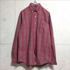 ポロラルフローレン チェックシャツ BDシャツ 刺繍ロゴ 赤 Mサイズ