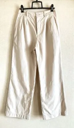 リネンブレンドタックワイドパンツ