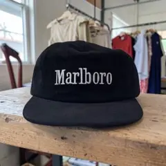 Marlboro マルボロ コーデュロイキャップ CAP ブラック 黒 白刺繍
