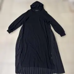 socolla フード付きブラックロングワンピース