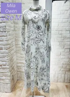 Mila Owen 【完売品】ドット柄くるみボタンVネックナローワンピース