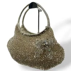 美品 462 アンテプリマ ハンドバッグ ワイヤーバッグ リボン ビジュー 金