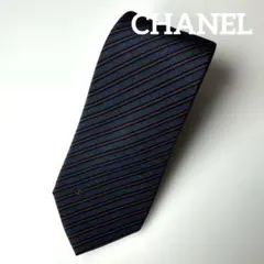 CHANEL シャネル ネクタイ ブルー×ブラウン ストライプ シルクのサムネイル