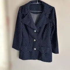 A-177)ネイビー水玉テーラードジャケット(F)2F