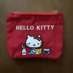 HELLO KITTY 刺繍ポーチ レッド