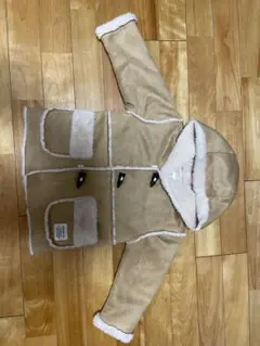 ベージュ フリース アウター フード付き