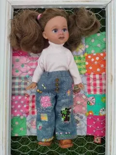 ぽっぽ 様専用　パオラレイナ服パオラドール服　生成り×モスグリーンワンピース