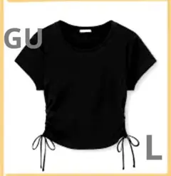 韓国風✨GU サイドドロスト 半袖Tシャツ ブラック　サイドルーシング Lサイズのサムネイル