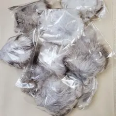 【未使用】リアルファー 10個セット ハンドメイドパーツ 白×茶×グレー MIX