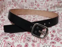 6ミリ厚多脂革ブラックベルトG37バックル(純銀メッキ燻し仕上げ)