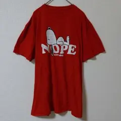 ピーナッツ キャラクタープリント クルーネック 半袖 Tシャツ L 赤 綿のサムネイル