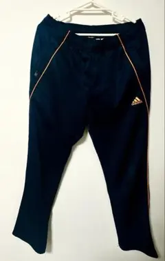 adidas オレンジライン ジャージパンツ ネイビー