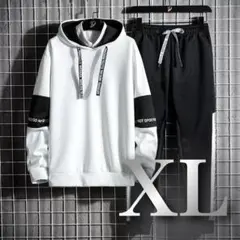 BFセール　XL フード付きトレーナー ホワイト/ブラック