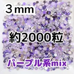 ラインストーン ３mm／パープル系mix／約2000粒／デコパーツ ネイル