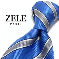 【極美品】ZELE PARIS ネクタイ ストライプ 爽やか 青 白 シンプルのサムネイル