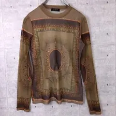 モード レトロ 古着 エキゾチック アート グラフィック ラメシアートップス