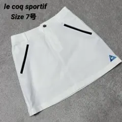 極美品 ルコック レディース ゴルフスカート 白 青 刺繍ロゴ 7号 S 拡張