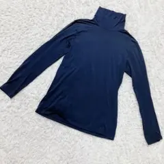 【人気】ユニクロ ヒートテック タートルネック 長袖 L 濃紺 インナー 重ね着