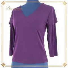 【美品 社交ダンス衣装】パープル トップス ブラウス 紫 無地 シンプル 練習着