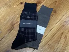 BURBERRY ソックス 2足セット 紺色チェック/グレー系 バーバリー 新品