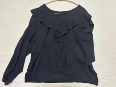 フリルカラーブラウス 黒のサムネイル