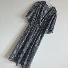 Hudson honey 花柄 Vネック マキシドレス