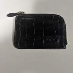 IL BISONTE ブラッククロコ型押し　L型ミニウォレット　財布
