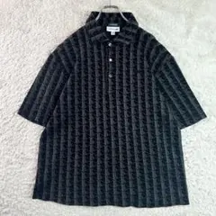 現行LACOSTE ジャガード ポロシャツ ブラック EXCLUSIVEゴルフL
