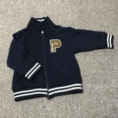 プティマイン　ネイビー ジッパー付きジャケット ブルゾン　80