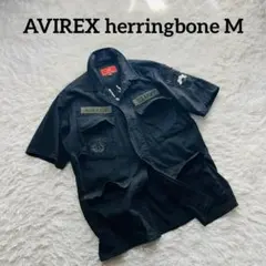 AVIREX herringbone US ARMY shirts 刺繍 M 黒のサムネイル