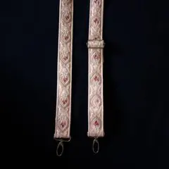 ピンク インド刺繍リボン使用ショルダーストラップ最大長さ約130cm幅3cm