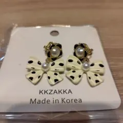 【値下げ】リボン パール イヤリング