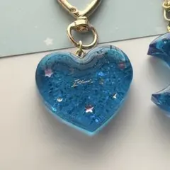 ブルーカラーハート♡レジンキーホルダー♡ハンドメイドレジン