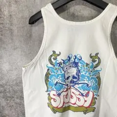 OLD STUSSY タンクトップ ホワイト M 紺タグ 90s 存在感◎