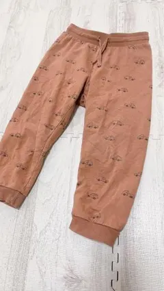 H&M 車柄　総柄パンツ　裏起毛　あったか素材
