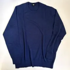 ★美品★ユニクロ　メリノクルーネックセーター XL 66Blue