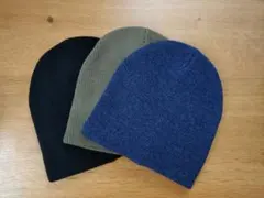 新品未使用❋ニット帽3点セット（黒・カーキー・青）フリーサイズ