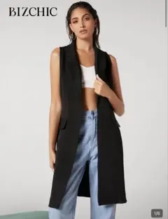 BIZCHIC ブラック ロングベスト