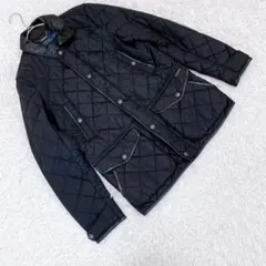 【ポロラルフローレン】 (M) ナイロン中綿キルティングジャケット 羊革使用