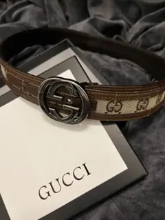ウ*ム様 GGロゴ ブラウンレザーベルト　極美品