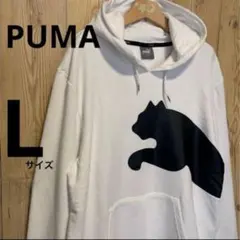 ⓢ PUMA プーマ ビッグロゴ パーカー 白 ホワイト L