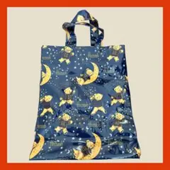 セール！美品ハロッズ Harrodsビニール トートバッグ クマと月 青 紺