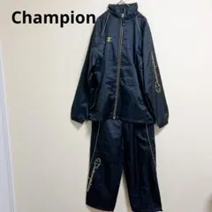 【Champion 】チャンピオン　ジャージセット ブラック　ゴールド（L）