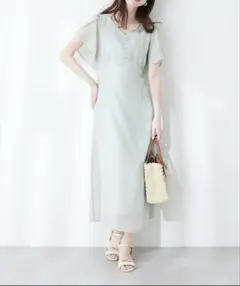 チュールスリーブワンピース