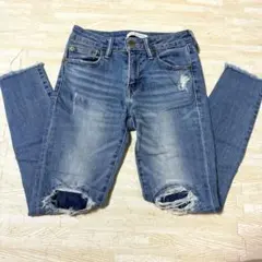 AZUL by Moussy クラッシュ＆リペア スキニーデニム ＸＳ