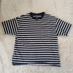 CLOSSHI 半袖ボーダーTシャツ ネイビー 本体 綿100%のサムネイル